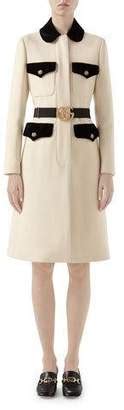 gucci tiger-button front wool coat white women's|Gucci dresses for women.